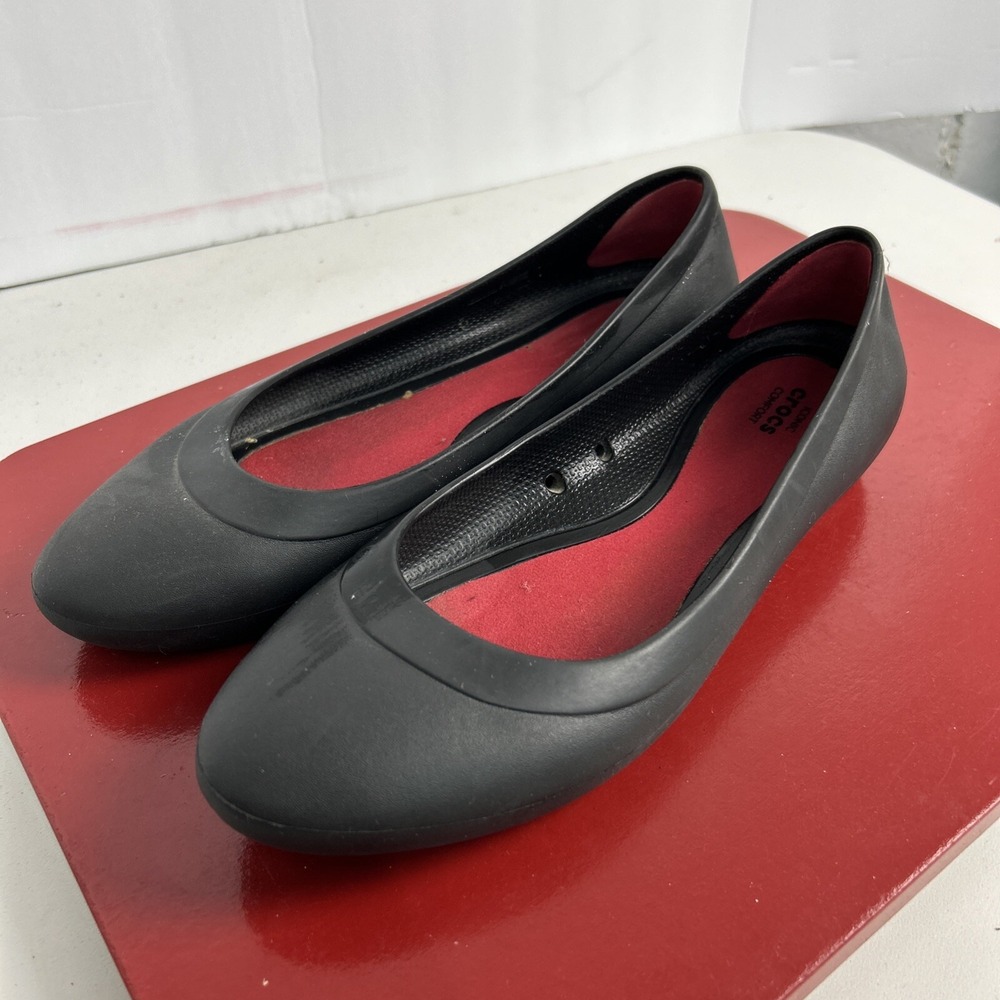 Crocs Sienna Iconic‎ Comfort Flats Black Ballet Slip-on Shoes Womens Size 9